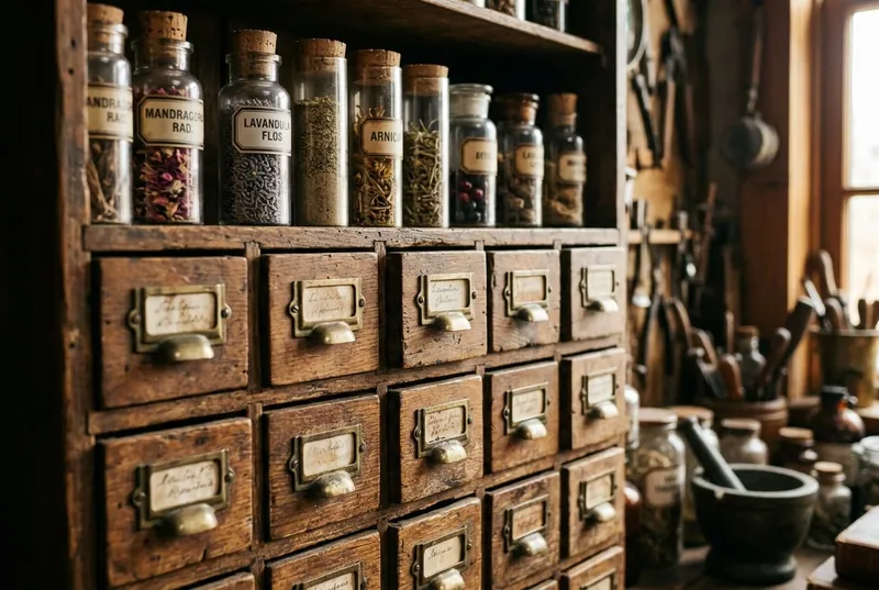 Apothekerschrank aus Altholz im Vintage-Stil