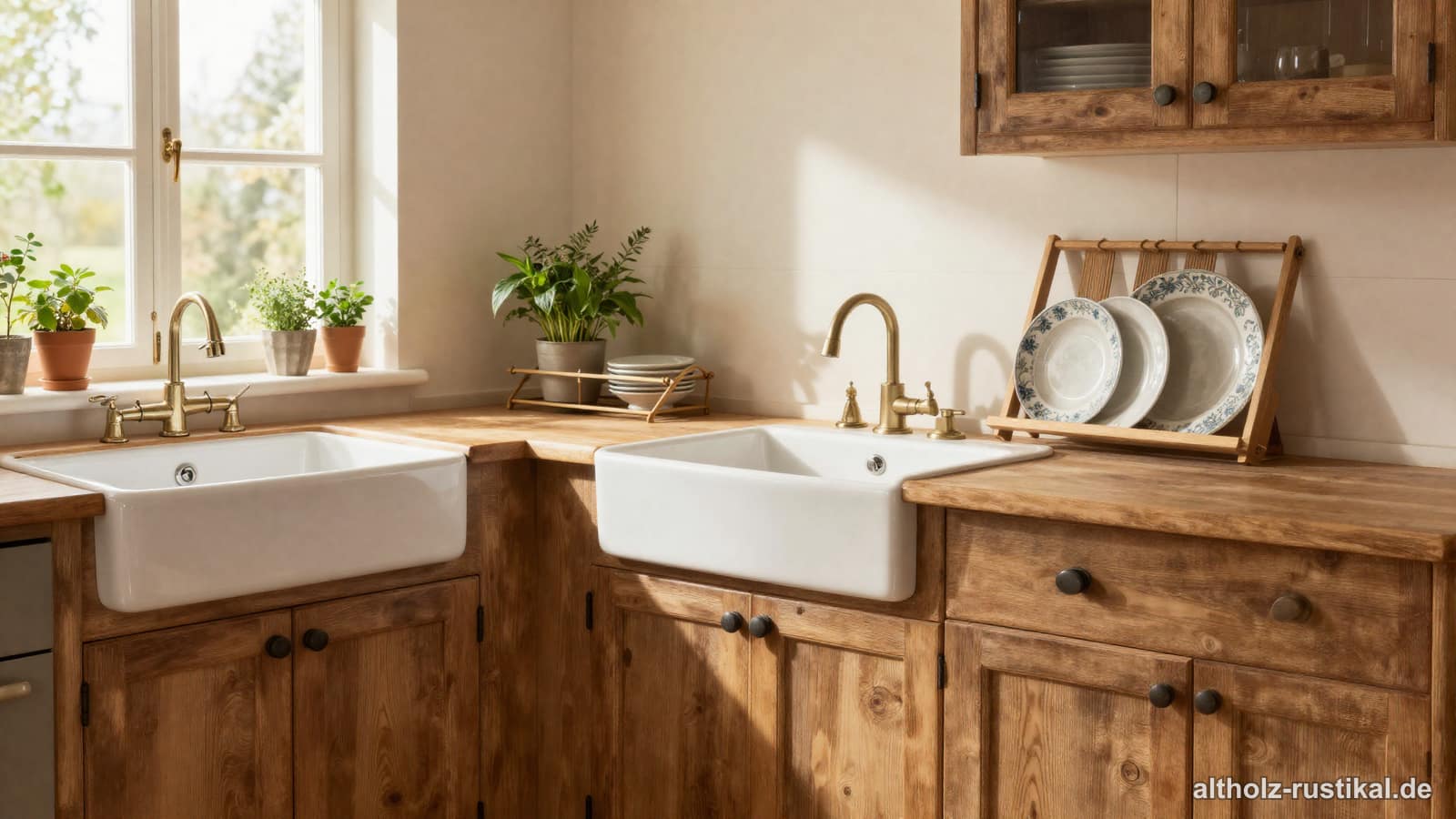 Altholzküche Landhausstil warm rustikal